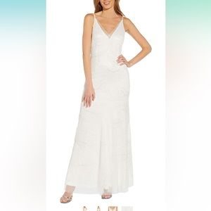 Adrianna Papell white, beaded, dress, perfect for a wedding dress.